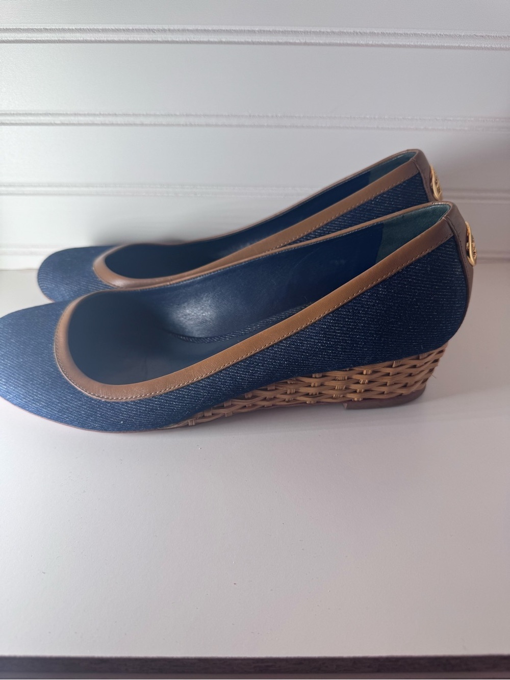 Tory Burch Denim Wedge Pumps - size 10 - Picture 3 of 7